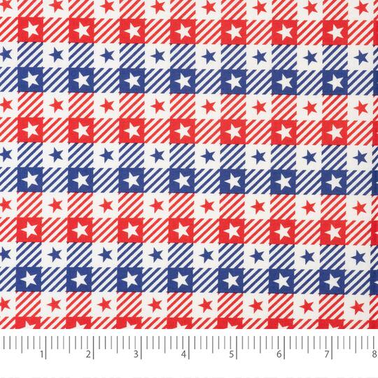 SINGER Gingham Patriotic Stars Cotton Fabric